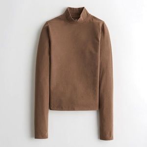 Brown Mock Neck Long Sleeve Shirt NWT